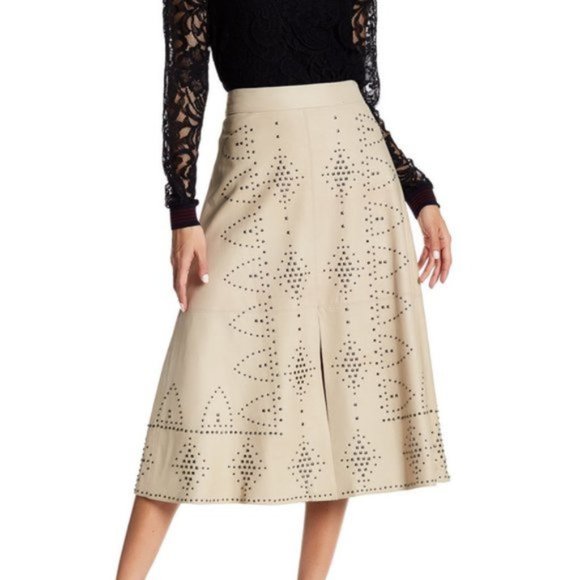 Alice + Olivia Giselle Studded Suede Skirt Size 0